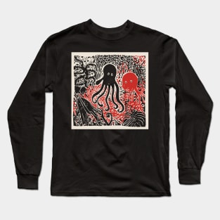 Underwater Lino Cut Long Sleeve T-Shirt